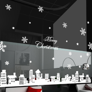 크리스마스 데코 유리 성탄절 스티커 눈사람 시트지 눈송이 겨울장식시트지 환경구성 cmi024-눈꽃마을의 크리스마스 이브