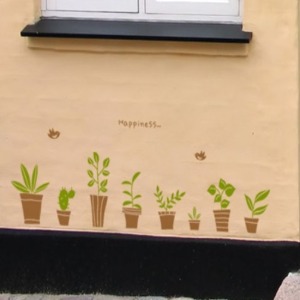 화분 꽃 창문 벽면 매장 까페 커피숍 포인트스티커 그래픽스티커 카페스티커 ggih119-미니미화분(소형)