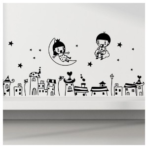 어린이집 스티커 벽면 시트지 병설 유치원 키즈샵 어린이집환경구성 ggij490-밤하늘여행(소형)