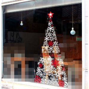 트리 성탄절 눈꽃 대형 시트지 크리스마스 스티커 유리창 포인트 카페 크리스마스꾸미기 - 눈꽃 트리 대형