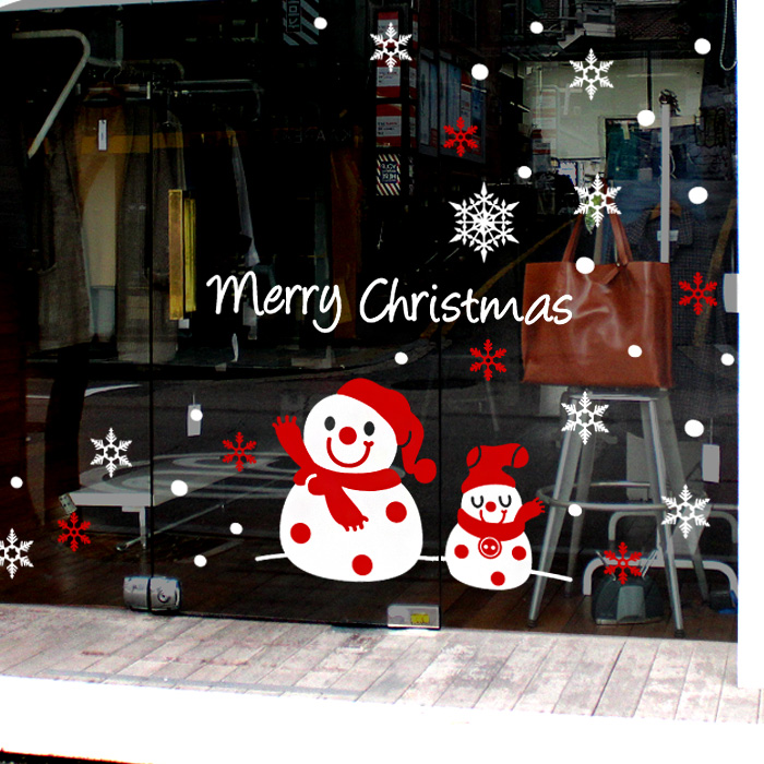 크리스마스 눈사람 시트지 눈꽃 스티커 jj143 동글동글 눈사람 중형