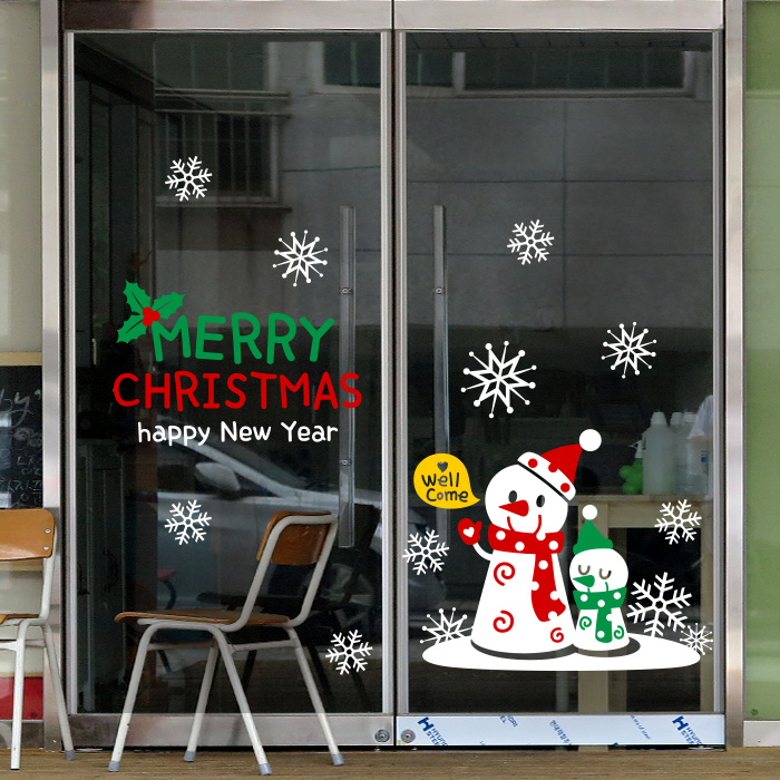 크리스마스 시트지 눈사람 스노우맨 눈꽃 스티커 jj153 룰루랄라 성탄절 눈사람01
