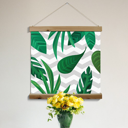 패브릭족자 우드스크롤 패브릭 족자봉 포스터 트로피컬 패턴 나뭇잎 야자수 바나나잎 패턴 지그재그 스트라이프 cc396-우드스크롤 60CmX60Cm-트로피컬패턴1
