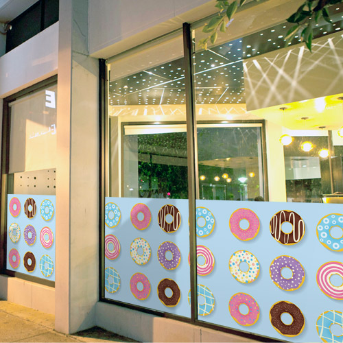 불투명유리시트 불투명유리시트지 뮤럴시트지 창문시트지 가게 매장 도넛 디저트 빵 베이커리 마카롱 달콤한 cc442-달달한도넛
