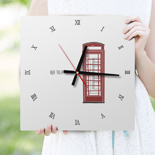 인테리어벽시계 집들이선물 시 분 초 시간 숫자 표시 안내  ggcd322-영국상징(전화박스)