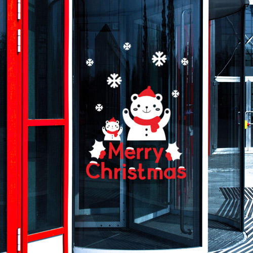 크리스마스시트지 유리 창문 데코 스티커 눈꽃 눈결정 눈송이 스티커 cg723-하얀곰의크리스마스