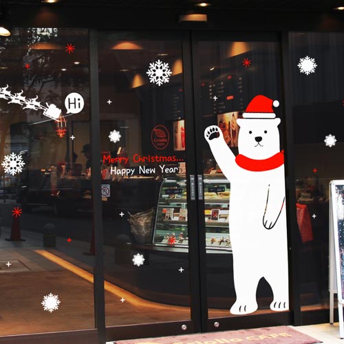 크리스마스시트지 유리 창문 데코 스티커 눈꽃 눈결정 눈송이 스티커 ci136-크리스마스날북극곰