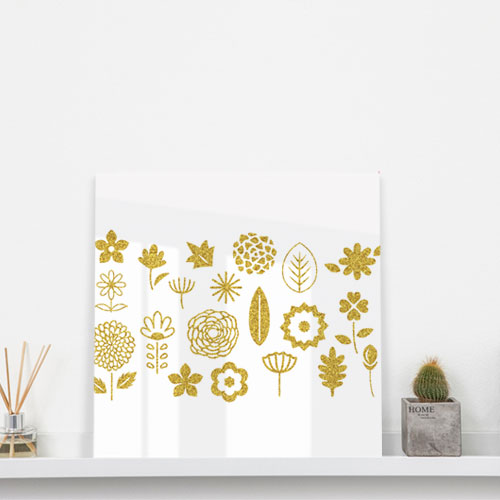 황금 꽃 꽃잎 풀 풀잎 데코 패턴 소품 인테리어 ck332-아크릴액자 금박꽃