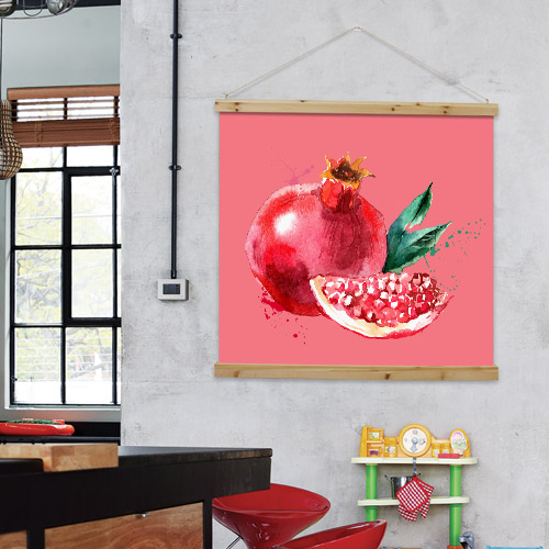 과일 수채화 석류 귤 레몬 카람볼라 파파야 사과 애플 아보카도 자두 데코 소품 인테리어 포스터 패브릭포스터 패브릭족자  ck604-우드스크롤 90CmX90Cm-과일수채화(대형)