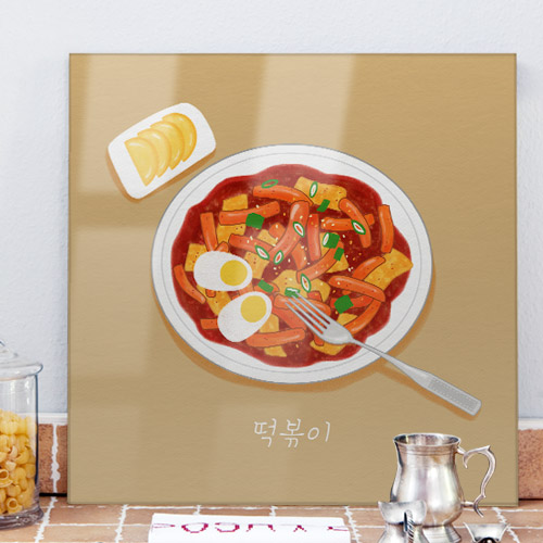 cm689-아크릴액자 행복분식 액자 분식 분식집 가게 떡볶이 순대 김밥 우동 라면 쫄면 일러스트 음식 푸드