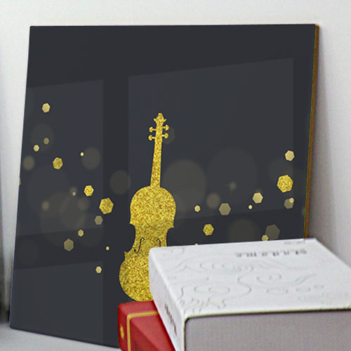 디자인액자 트럼펫 피아노 바이올린 황금 빛 검정 일러스트 cp314-아크릴액자 황금악기