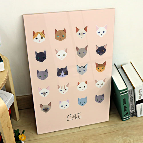 반려묘 일러스트 패턴 디자인액자 캣 cat 분홍 디자인소품 cp328-아크릴액자 고양이들