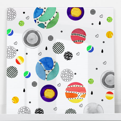 아크릴 액자 디자인 소품 아기자기 알록달록 우주 원형 미술 아트 패턴 색감 cp534-아크릴액자 원포인트