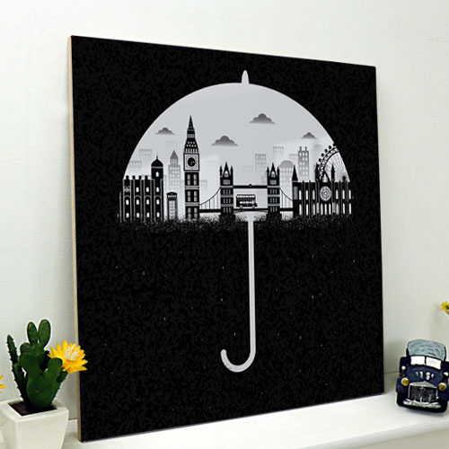 아크릴 액자 디자인 소품 인테리어 일러스트 도시 풍경 우산 모던  cp552-아크릴액자 모던아트영국
