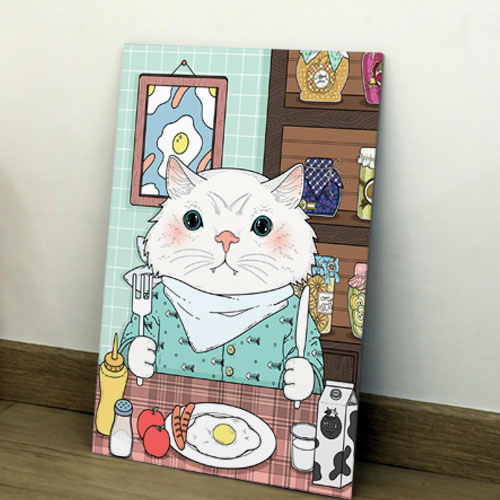 아크릴 액자 디자인 일러스트 인테리어 소품 고양이 큐티 귀여움 동물 cp591-아크릴액자 고양이식사시간대형