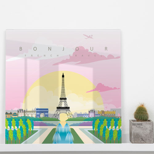아크릴 액자 디자인 인테리어 일러스트 소품 풍경 도시 파리 cp624-아크릴액자 봉쥬르에펠탑