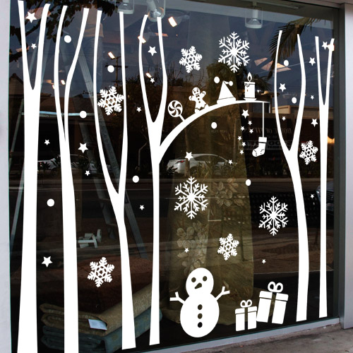 크리스마스시트지 유리 창문 데코 스티커 눈꽃 눈결정 눈송이 스티커 cr034-숲속에찾아온겨울