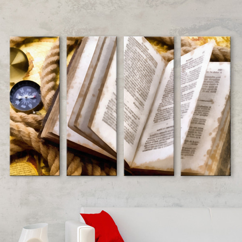 대형노프레임세트 인테리어액자 책 나침반 밧줄 고대 레트로 독서 영문 도서 ct196-빈티지북