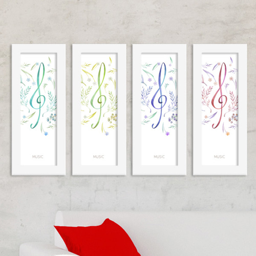 디자인액자 인테리어액자 음표 음악 식물 색깔 감각 디자인소품 인테리어소품 벽걸이액자 벽면인테리어 cu143-음악의영감은자연으로부터 액자세트