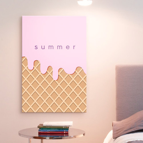 벽걸이 일러스트 귀여운 문구 영문 캘리 패턴 여름 무늬 바캉스 아이스크림 파인애플 과일 스트라이프 cu351-컬러풀썸머아트 휴가 중형노프레임