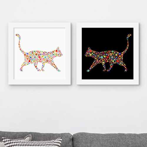 거실 액자 인테리어액자 벽걸이 동물 무늬 패턴 애완동물 반려 펫카페 ggcu530-꽃길고양이 액자세트