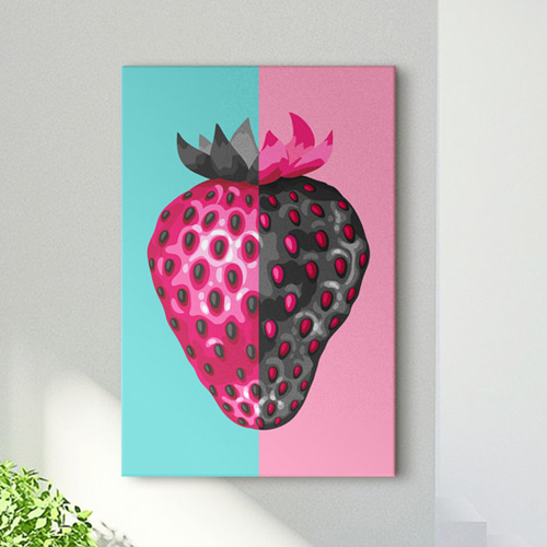 캔버스액자 인테리어디자인데코소품 벽걸이 과일 딸기 일러스트 상큼 cv180-딸기아트 중형노프레임
