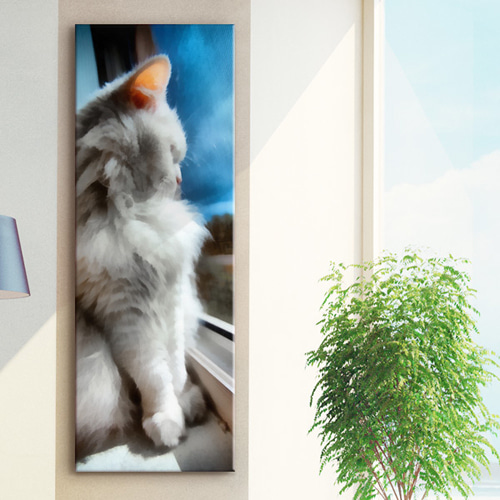 인테리어액자 동물 고양이 캣 그림 디자인액자 인테리어소품 벽면인테리어 디자인소품 cw928-창가의고양이 대형노프레임