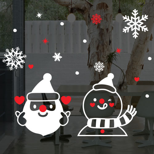 크리스마스스티커 산타 눈사람 루돌푸 루돌프 하트 눈꽃스티커 눈  ggia525-크리스마스러블리산타와눈사람