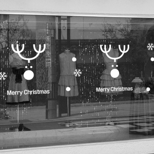 겨울 성탄절 눈 송이 별 동물 산타 선물 데코 소품 인테리어 꾸미기 셀프  ggid427-루돌프한쌍_크리스마스스티커