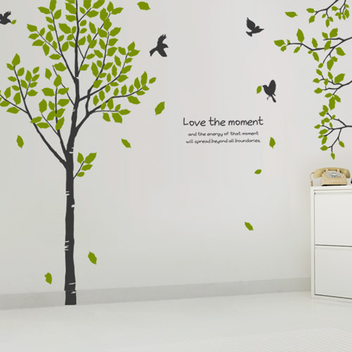 자연 실내 데코 포인트 꾸미기 인테리어 스티커 꽃 봄 나무 나뭇가지 식물 셀프 DIY 리폼 포인트벽 ih701-버드트리스토리(나무1그루)