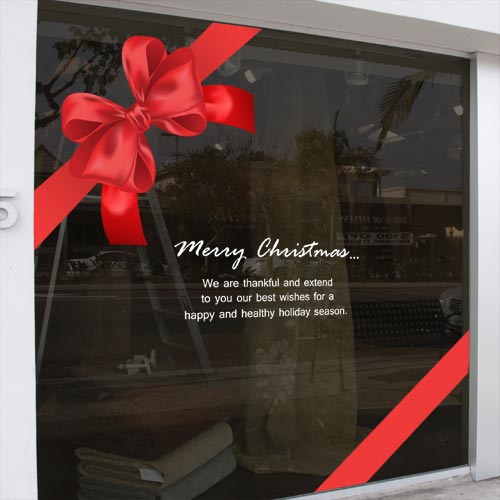 크리스마스시트지 유리 창문 데코 스티커 눈꽃 눈결정 눈송이 스티커 ii139-크리스마스빨간대형리본