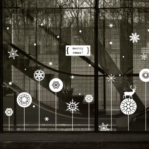 크리스마스시트지 유리 창문 데코 스티커 눈꽃 눈결정 눈송이 스티커 ii140-크리스마스(북유럽모던)스티커
