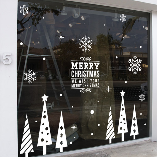 크리스마스시트지 유리 창문 데코 스티커 눈꽃 눈결정 눈송이 스티커 ii141-크리스마스눈내리는날