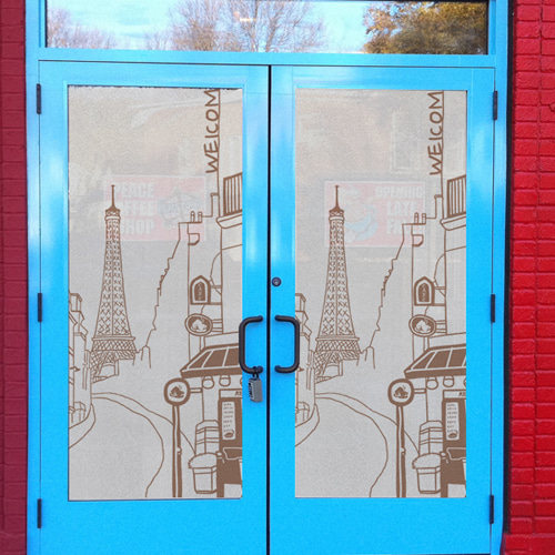 유리창시트지 창문시트지 _무점착시트지   ij036_m-에펠탑이 보이는 파리의 카페거리2
