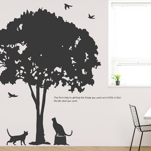 자연 나무 트리 식물 데코 포인트 꾸미기 인테리어 실내 새 동물 고양이 나뭇가지 가지 나뭇잎 스티커 im543-행복한나무한그루