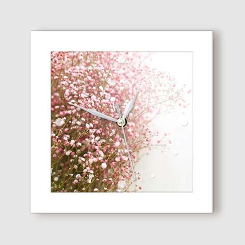 벽시계 꽃 플라워 식물 자연 리본 선물 순수 영원 부케 순백 의미 ggit372-사랑의안개꽃 미니액자벽시계