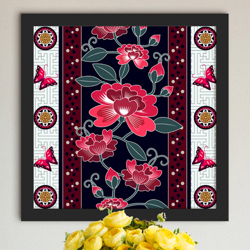 꽃 디자인 벽면 데코 소품 패턴 무늬 일러스트 플라워 매화 연꽃 나비 식물 한국 잎사귀 iw820-전통문양 꽃 인테리어액자