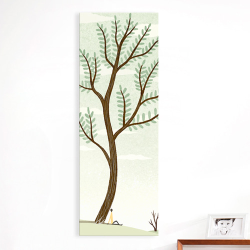 인테리어디자인데코소품 일러스트 그림 숲 나무 사과나무 식물 자연 iy670-초록나무숲 대형노프레임