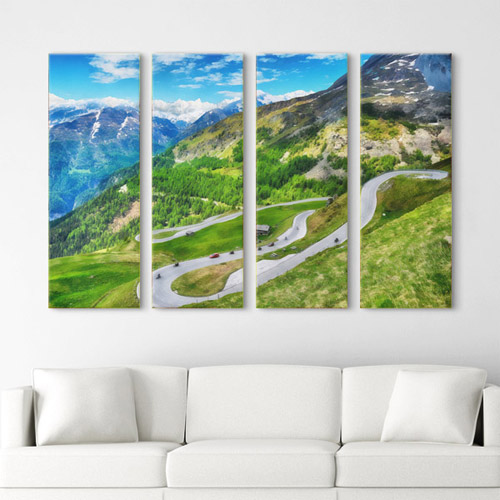 벽면 인테리어 디자인 액자 소품 벽결이 데코 계곡 구름 알프스 도로 산 숲 유럽 하늘 iy714-대자연풍경의절정 대형노프레임세트