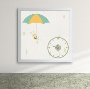 인테리어 벽시계 디자인액자시계 집들이선물 개업집선물 cx041-우산과 토끼 액자시계