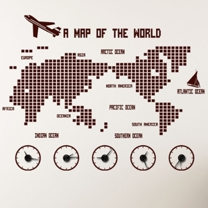 인테리어 벽시계 스티커벽시계  is258-A map of the world(Big) 그래픽시계_중형