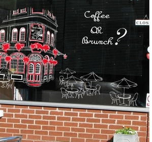 커피숍 유리창 스티커 카페 커피 까페 시트지 ip104-햇살가득비치는카페에서(투톤)
