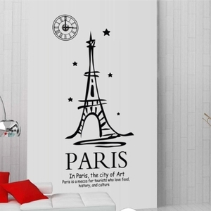 디자인벽시계 인테리어벽시계 벽시계 스티커 im288-파리에펠탑의 그래픽시계(중형) 