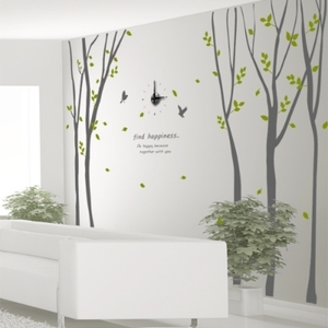 디자인벽시계 인테리어벽시계 벽시계 스티커  ph101-모던한자작나무숲시계(중형) 