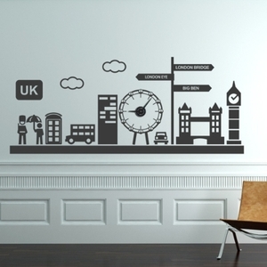 디자인벽시계 인테리어벽시계 벽시계 스티커 cm160-한눈에보는영국시계(중형) 