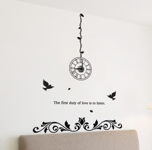 디자인벽시계 인테리어벽시계 벽시계 스티커cm159-로맨틱한침대헤드와 시계(중형) 