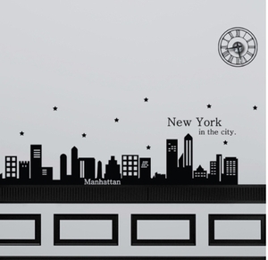 벽시계 스티커 디자인벽시계 인테리어벽시계 pm080-뉴욕인더시티시계(중형) 
