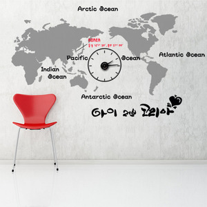 벽시계 스티커 디자인벽시계 인테리어벽시계 그래픽스티커 (gg) ig057-월드맵그래픽시계(중형) 