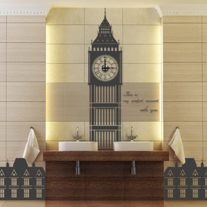 벽시계 스티커 디자인벽시계 인테리어벽시계 ia064-시계탑그래픽시계(중형) 