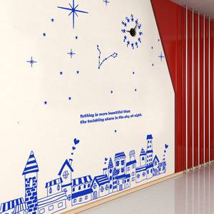 벽시계 스티커 디자인벽시계 인테리어벽시계 ik193-밤하늘_그래픽시계(중형) 